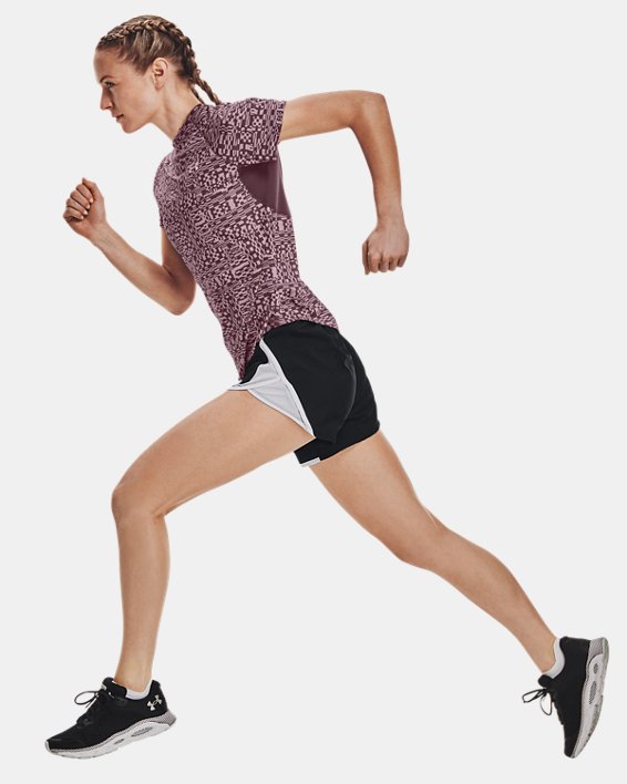 Women's UA Speed Stride Printed Short Sleeve, Purple, pdpMainDesktop image number 4